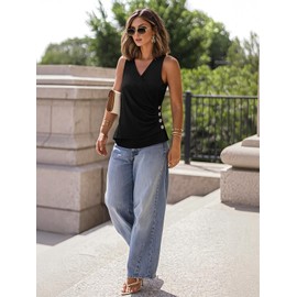 VIISHOW Womens Tank Tops Eyelet Embroidery Shirts Summer Sleeveless for Women 2024 Cute Spring Going Out Clothes Trendy,Black,Large