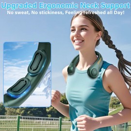 Portable Neck Fan - Rechargeable Personal Fan with Neck Brace, 5 Speeds, All-Around Cooling, Hands-Free Bladeless Lightweight Quiet Neck Fan Air Conditioner for Women/Men, Hot Flashes, Travel (Green)