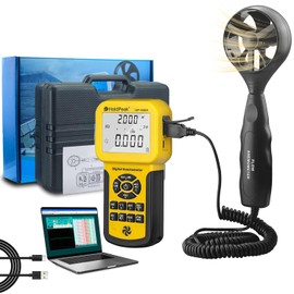 HoldPeak CFM Meter HVAC Anemometer with USB, Handheld Wind Speed Air Flow Velocity Meter Tester Gauge 100MPH with Temperature, MAX/MIN/AVG, Backlight, Memory Functions 856A