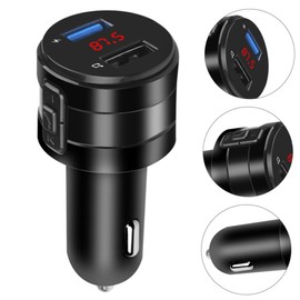 CIYODO Car Wireless Fm Transmitter with Hands Calling Dual USB Charging Ports and Aux Adapter for Car and Safe Phone Calls