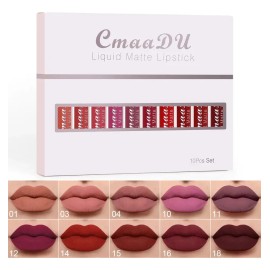 Set 10 Labiales Líquidos Mate Cmaadu Larga Duración 01