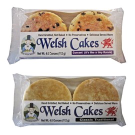 Welsh Cakes by Welsh Baker - Variety 2 Pack - Traditional Classic and Currant Flavors - Handmade - 4 cakes per pack - 8 Cakes in All