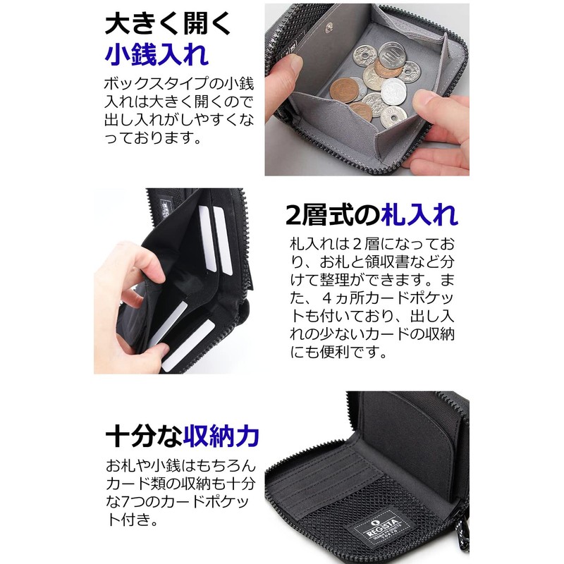 Ignition Original Round Zip Bifold Wallet Lightweight Nylon Bilford Wallet