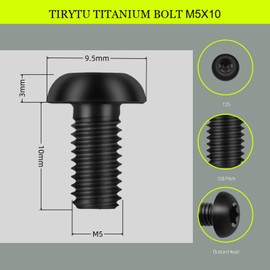 TIRYTU Titanium M5x10 Bolts (12-Pack) - Lightweight Design | Ideal for Humid/Salty Environments T25 Screws for Bike Disc Brakes & MTB Maintenance | Black