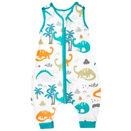 MOEMOE BABY 0.5 Tog Sleeping Bag with Legs Summer Sleeping Bag with Feet Toddler Sleep Sack Cotton Sleep Bag with Feet Sleeveless Sleep Bag,9-18 Month,Dinosaurs,S
