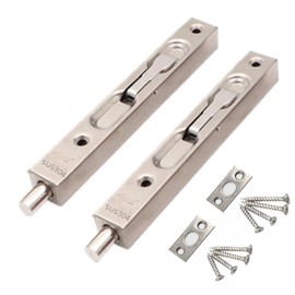 szhdxsy Hidden Latch & Bolt 304 Stainless Steel 6 inch(15cm) Security Door Bolt Latch, Double Door Lever Action Flush Bolt Latch, French Door Slide Bolt Lock,Silver (2-Pack)