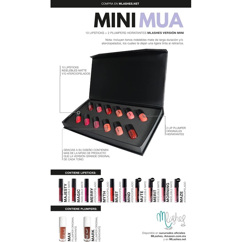 Mlashes Kit Mini Lipsticks Mlashes lápiz labial Kit de Lipsticks