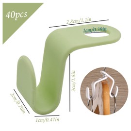 Space-saving hangers, pack of 40 space-saving hangers, clothes hangers, connecting hooks, stacked mini hangers, clip drop connection handle for hangers, wardrobes, green