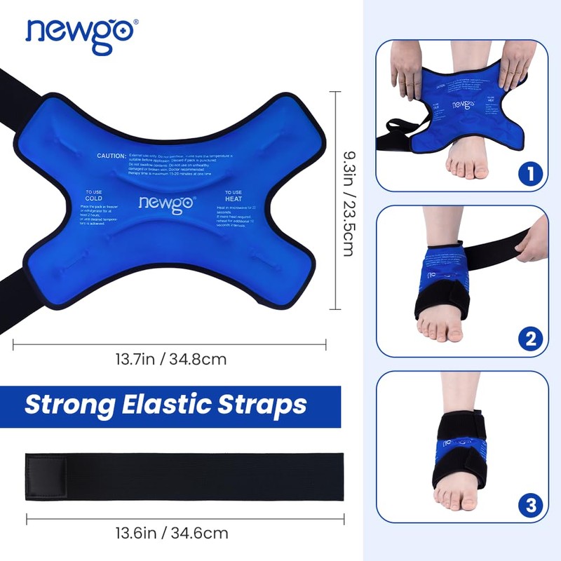 NEWGO Ankle Ice Pack for Swelling, Reusable Gel Ice Pack