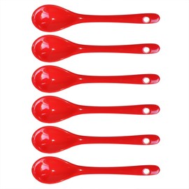 Albedel Red 6 pcs Porcelain Egg Spoons Ceramic Spoons 4.7 inch Coffee Dessert Yogurt Tea Milky Tea