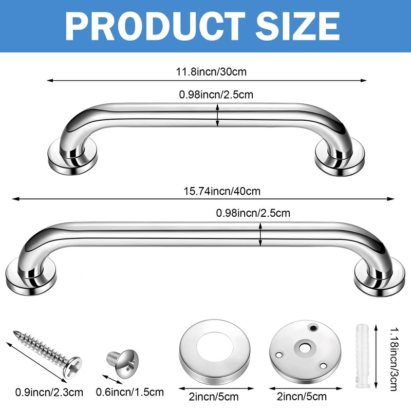 Therwen 6 Pack Grab Bars for Bathtubs and Showers Shower