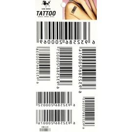 Barcode Temporary Tattoos Stickers Water Transfer Painting Arts Cartoon Makeup Body Fake for Men Women Stickers Black Bar Code Number Cartoon Tattoo 3D Realistic