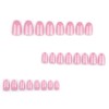 Square Press on Nails White French Tip Fake Nails Pink