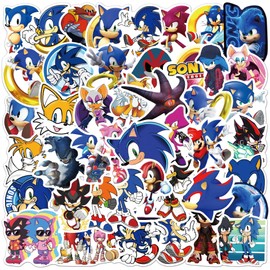 50 Pieces The Hedgehog Stickers for Laptop, Bumper, Skateboard, Water Bottles, Computer, Phone, Guitar, Cartoon Stickers for Kids, Teens and Adults