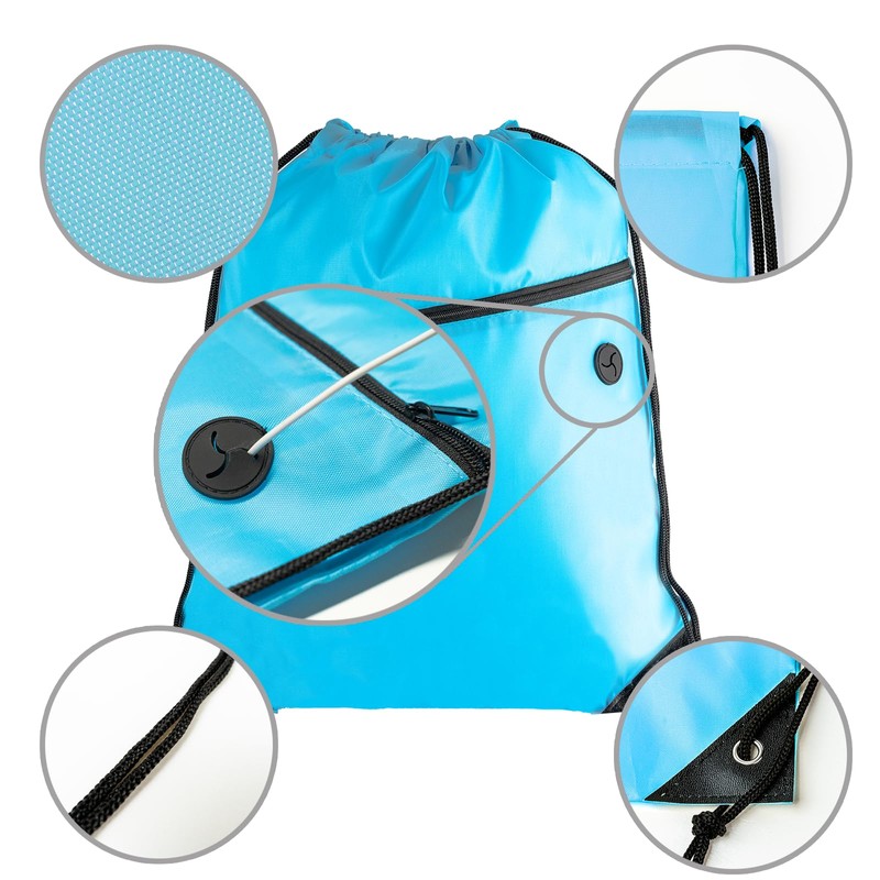 Lightweight Drawstring Backpack with 2 Compartments, Zip Pocket ECO Cinch