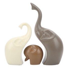 Cocoarm 3 Piece Ceramic Elephant Sculpture Modern Style White Ceramic Waterproof Bright Color for Decoration and Gift Home Office