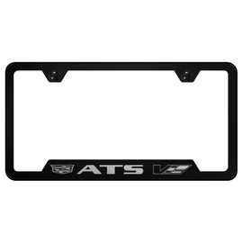 Au-TOMOTIVE GOLD Laser Etched Logo Cut-Out License Plate Frame for Cadilac ATS-V (Black)