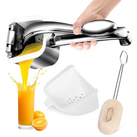 Manual Citrus Juicer Press - Heavy Duty Stainless Steel Lemon/Orange Squeezer, Non-Slip Ergonomic Handheld Fruit Press, Rustproof & Dishwasher Safe Juice Extractor for Citrus, Exprimidor de Limones