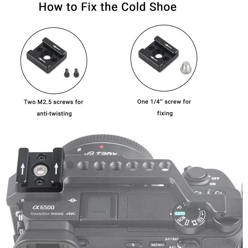 SMALLRIG Cold Shoe Mount Adapter mit 1/4 Zoll Gewindeloch für