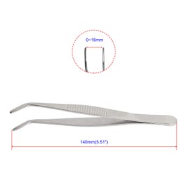 Aoje-Link Stainless Steel Tweezers with Curved Serrated Tip Sewing Machine Electronic Repair Tweezers Pliers Multi-Purpose Tweezers Tool Pliers Silver 2pcs