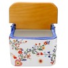 Portuguese Pottery Alcobaça Ceramic Salt Cellar with Lid Floral Made