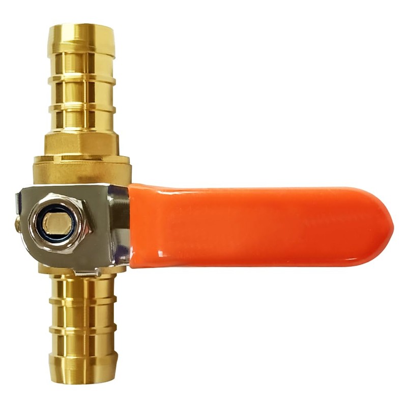 Uenede 2PCS Solid Brass 5/16"OD Barb Ball Valve 2-way Shut-off