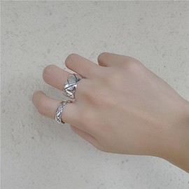 JDE Pair Ring, Set of 2, One Size Fits Most, Adjustable, Women's Ring, Men's Ring, 925 Silver, Hypoallergenic Metal, Anniversary, Birthday, Gift, Metal, No Gemstone