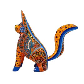 ALKIMIA INC Mexican Alebrije Standing Dog Wood Carving Handcrafted Sculpture (Orange)