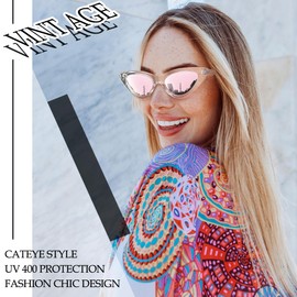 Joopin Polarized Pink Cateye Sunglasses Mirrored, Thick Clear Frame Cat Eye Sun Glasses, Chic Sweet Shades Ladies Vacation