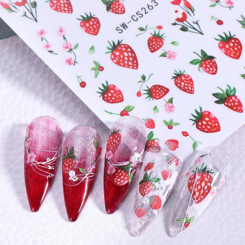 3 Sheets Cute Fruit Nail Decals for Nail Art Summer