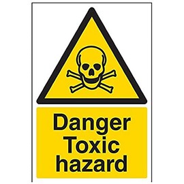 V Safety 6A013AU-R Danger Toxic Hazard Warning Sign - Portrait - 200mm x 300mm - 1mm Rigid Plastic, Black/Yellow