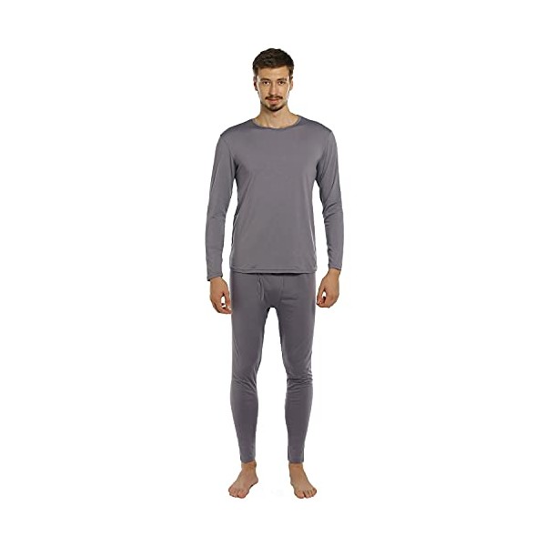 ViCherub Men's Thermal Underwear Set Long Johns with Fleece Lined Base Layer Thermals Sets for Men Grey