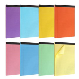 8 Packs Small Note Pads 5x8, Color Legal Pad 5x8 College Ruled Small Legal Pad Perforated Lined Writing Pads for Home, Study, Office, To-Do Lists, 50 Sheet/notepad, Multicolor