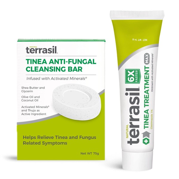Terrasil Tinea Treatment 2-Product Ointment and Cleansing Bar System with All-Natural Activated Minerals 6X Tinea Fungus Fighting Power (14gm Tube + 75gm bar)