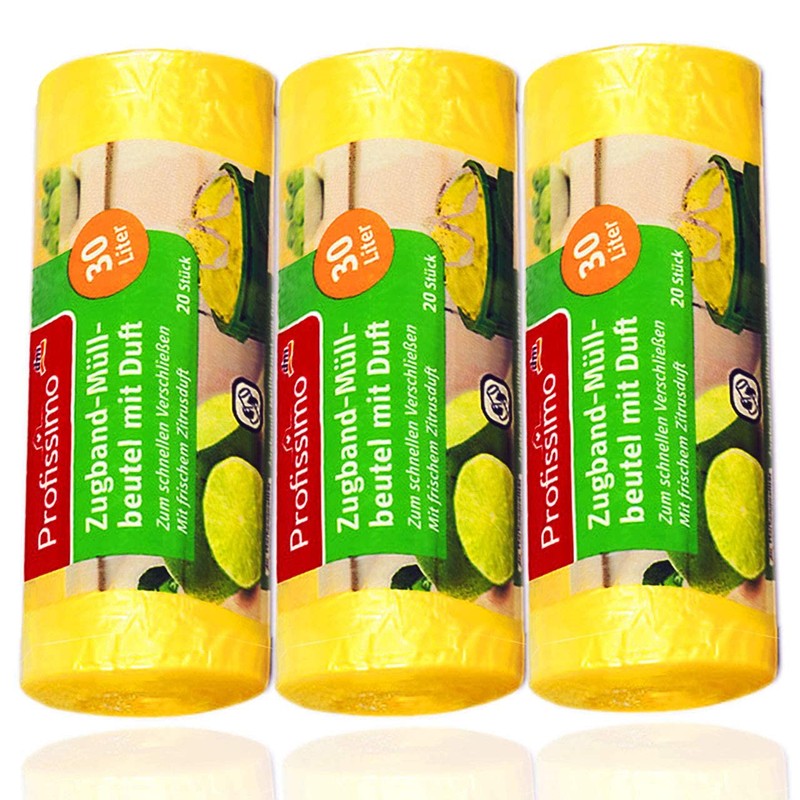 Profissimo Fresh Citrus Scent Drawstring Bin Liners - 30 Litre