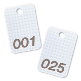 Open Industry BF-80-WH Number Tags, Square, Mesh, White, 25 Pieces, 1-25