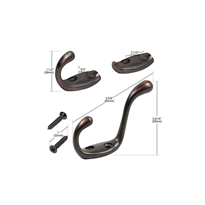 Rok 2 Pack Hardware Heavy Duty Oil-Rubbed Bronze Home Wall