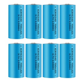 (8 PCS) 16340 Battery CR123A 700mAh Rechargeable Lithium Battery 3.7 VOLTS For LED Flashlight lectric Car Toy