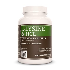 Remedy's nutrition L-Lysine HCL | 1,000 mg, 60 Vegan Capsule Amino Acid Dietary Supplement | Two Month Supply | Non-GMO, Gluten-Free, Dairy-Free, No Fillers or Additives