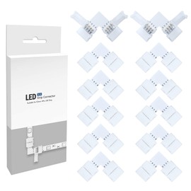 LED Corner Connector, Strip Connector, (Pack of 12) 4-Pin 10 mm RGB 5050 Strip, Light Strip Corner, Quick Connector Connectors, Connector