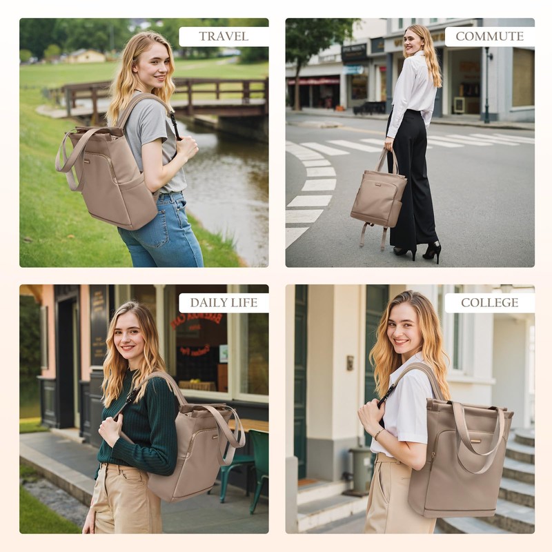Convertible Laptop Backpack for Women Casual Daypack Notebook Tote Bag