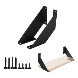 Shelf Brackets, Black, 10 cm, Pack of 2, Vintage Heavy Duty Shelf Brackets for Wall Shelf, 90 Degree Angle Shelf Bracket, Metal