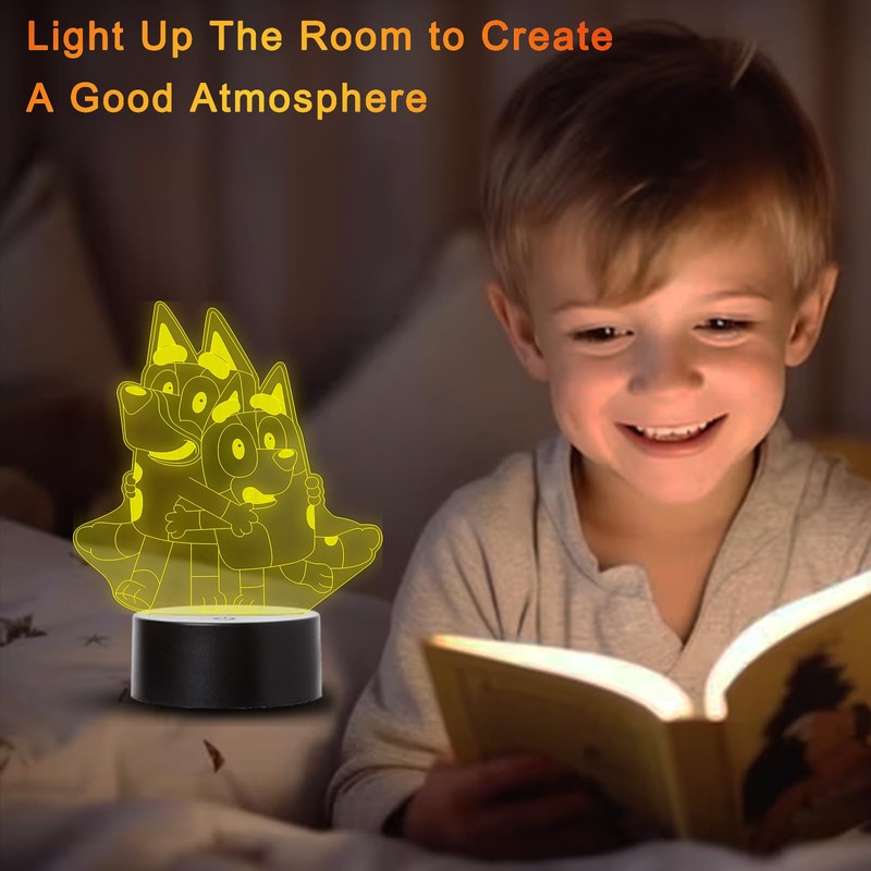 LED Bluey Color Changing USB Night Light for Kids Sleep