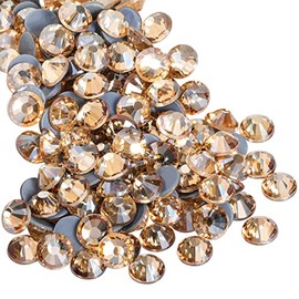 Beadsland Hotfix - 1440 diamantes de imitación de cristal con parte trasera plana para manualidades, ropa, decoraciones de bricolaje, sombra dorada, S
