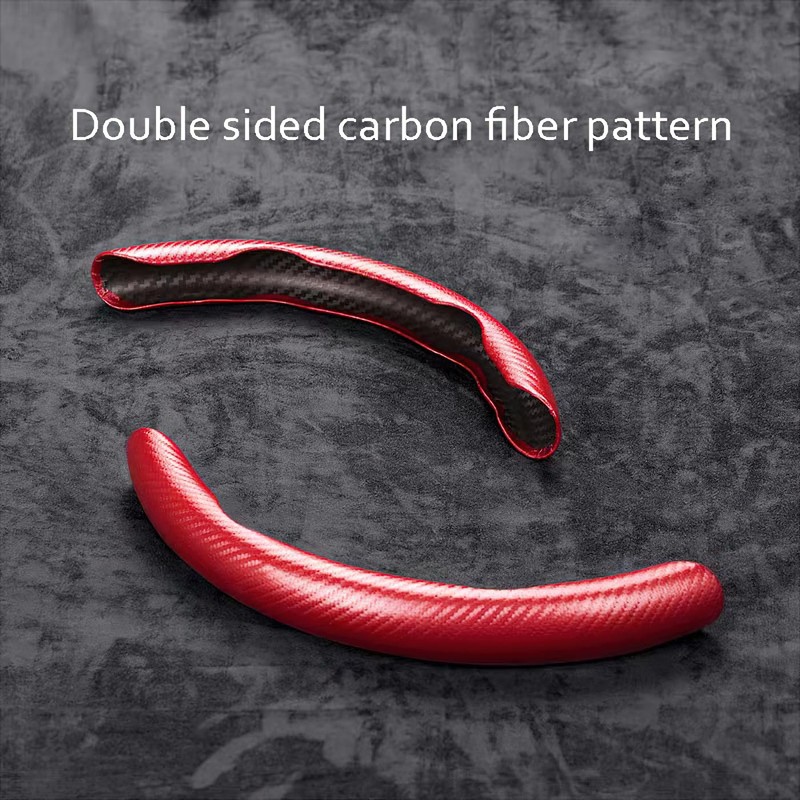Steering Wheel Cover, ABS Material, Red Carbon Fiber Texture, Segmented
