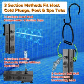 ianjetty Cold Plunge Filter with 2 Water Flow Outlet, 500 GPH Small Pool Filter, Cold Pod Ice Bath Tub with Filter, Cold Plunge Accessories (Black)