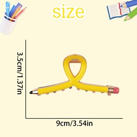 3Pcs Teacher Hair Clips Yellow Pencil Claw Clips for Girls Back to School Cute Teacher Students Hair Barrettes for Women Hair Accessories Styling Party Gifts (Yellow)