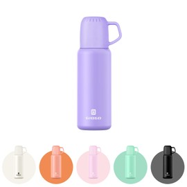 Vacuum Insulated Water Bottle Thermo with Cup 538ml/18.2oz Stainless Steel Thermal Water Bottles Water Thermo Flask Thermo for Hot and Cold Drinks Coffee Water (Purple,Single)