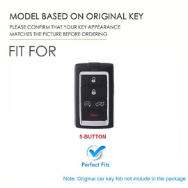 Hontumax Genuine Leather 5-Button Key Fob Cover for Jeep Grand Cherokee 2022 2023 2024, Keyless Entry Key Protective Case Holder (Brown)