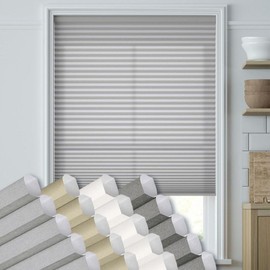 SelectBlinds Cellular Shades | No-Drill Toolless | Honeycomb Blinds for Windows Cordless Light Filtering, Fabric, White (Sample Kit, Sample Kit)